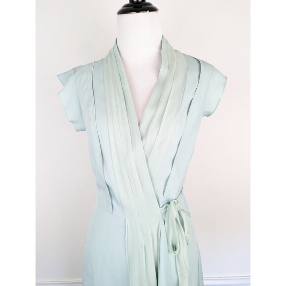Guess by Marciano Wrap Dress Pleated Silk Coquette Summer Mint Green Size XS - Picture 2 of 14